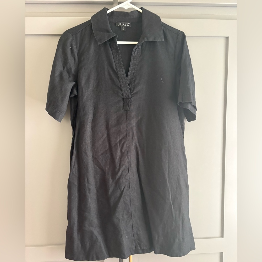J. Crew Black Linen Short Sleeve Dress